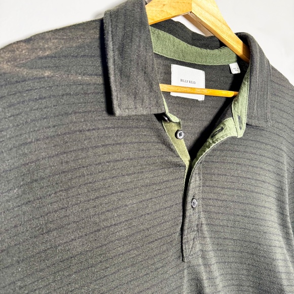 Billy Reid Stripped Cotton Long Sleeve Polo Henley Shirt Sz Large - Picture 4 of 11